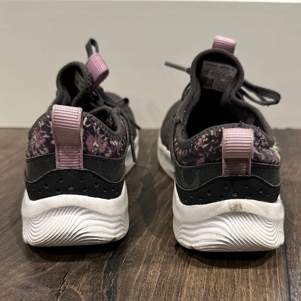 Girl's UA Black and Purple Athletic Shoes - Picture 3 of 7